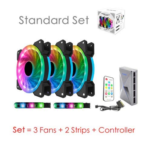 Version 1.0.0 Alseye CRLS 300DS 120mm LED Case RGB D Ringer Cooling Fans with 2pcs Multicolored LED Strips with Wireless Remote Control for PC Cabinets and Radiators | JG Superstore