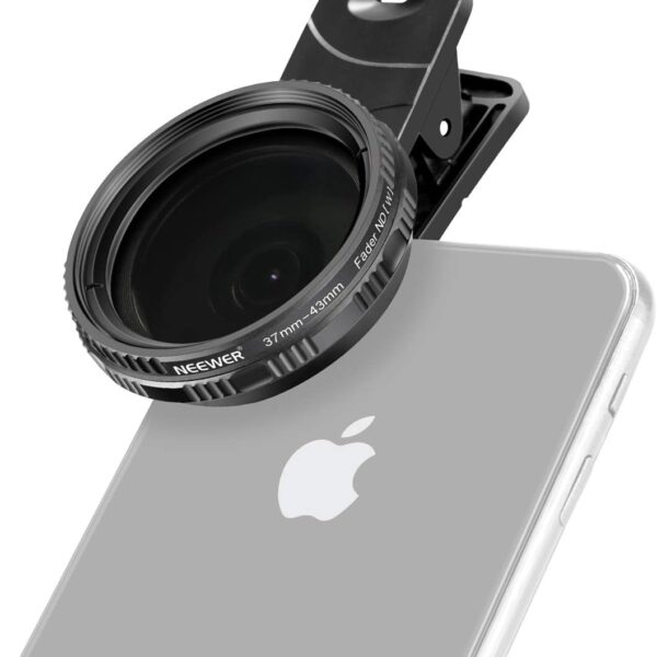 NEEWER 37mm Clip On ND2-ND400 Phone Lens ND Filter Kit: Adjustable Neutral Density Filter with Phone Clip Compatible with iPhone 14/14Pro/14Pro Max