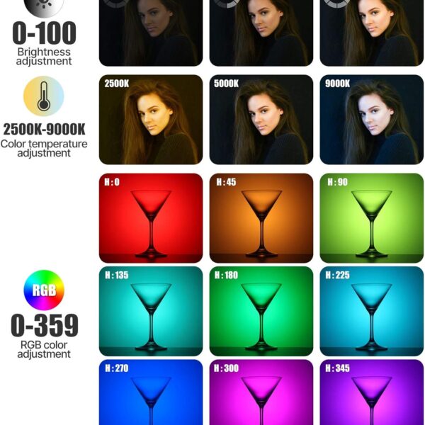 ULANZI VL49 RGB Video Lights, LED Camera Light 360° Full Color Portable Photography Lighting w 3 Cold Shoe, 2000mAh Rechargeable CRI 95+ 2500-9000K Dimmable..