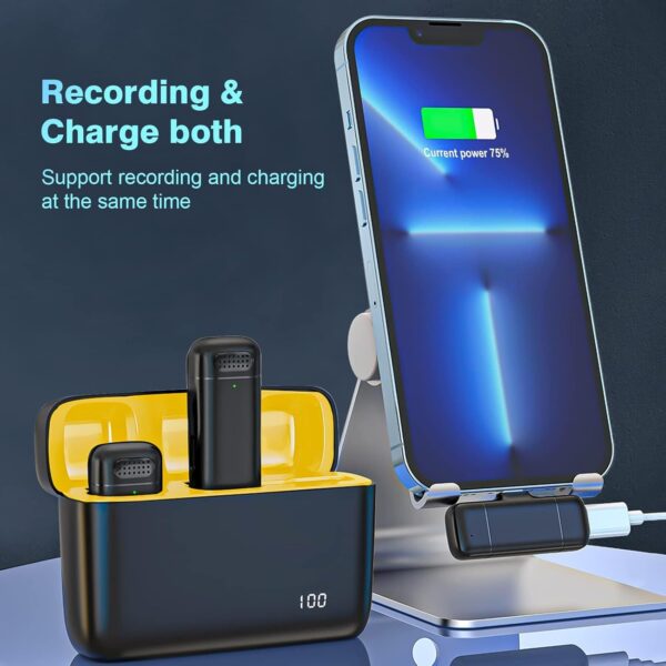 71V0bkag2fL._AC_SL1500_ (1) 2 Pcs Wireless Lavalier Microphone for iPhone iPad with Charging Case - Ecomxia 7H Clip on Lapel Microphone Wireless for Video Recording Vlogging, YouTube, 3 Mode Denoise(2 TX + 1 RX + Charging Case)