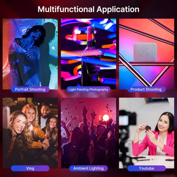 ULANZI VL49 RGB Video Lights, LED Camera Light 360° Full Color Portable Photography Lighting w 3 Cold Shoe, 2000mAh Rechargeable CRI 95+ 2500-9000K Dimmable..