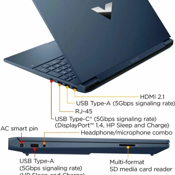 6570600cv10d.jpg HP Victus 15 FA0033dx - Alder Lake - 12th Gen Core i5 12450H Processor 16GB to to 512GB SSD 4-GB NVIDIA GeForce RTX3050 GDDR6 Graphics 15.6" Full HD IPS 144Hz Micro Edge AG Display B&O Play Backlit KB W11 (Performance Blue, NEW)