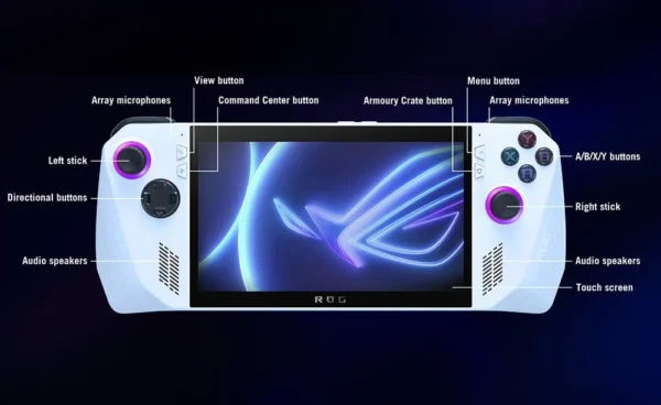 Asus ROG Ally RC71L-NH019W - AMD Ryzen Z1 Processor 16-GB 512-GB SSD AMD Radeon Graphics 7" Full HD IPS 120Hz Touchscreen Display DolbyAtmos Sound Aura-Sync FP Reader W11 (2 Years ASUS Direct Local Warranty)