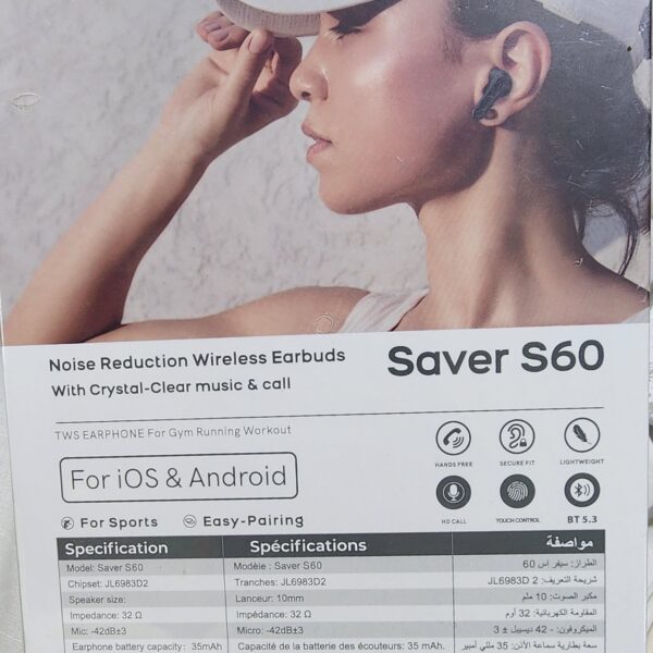Faster-Saver S60 Earbuds  ANC/ENC Enhanced Noise Cancellation,TWS Wireless Bluetooth 5.4 Connectivity