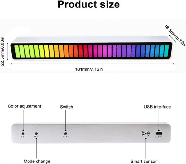 51tyEMahUDS._AC_SL1001_ RGB Sound Control Pickup Rhythm Light, 32 Bit Colorful Music Ambient LED Light Bar