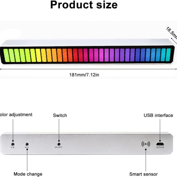 51tyEMahUDS._AC_SL1001_ RGB Sound Control Pickup Rhythm Light, 32 Bit Colorful Music Ambient LED Light Bar