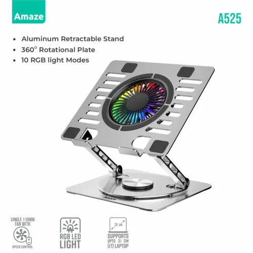 A525_1 LAPTOP ALUMINUM ROTATABLE RGB COOLING STAND | A525