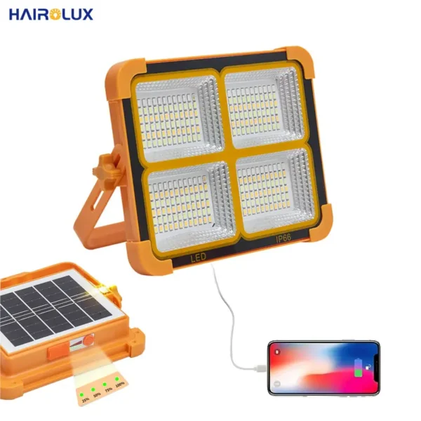 H49716325a89649808091d172acc5b900B New Arrival Portable Flood lights Rechargeable RGB LED Projector Lamp IP65 100W 200w Solar Flood Light