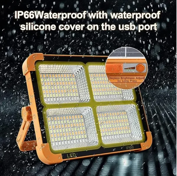 Hcd44e1a1ff9d411094739ac2de444288v New Arrival Portable Flood lights Rechargeable RGB LED Projector Lamp IP65 100W 200w Solar Flood Light