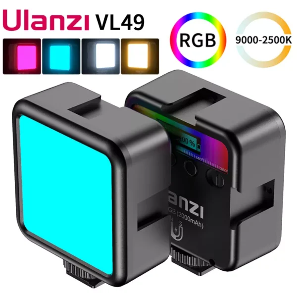 s- Ulanzi VL49 RGB Pocket LED Video Light 2500K-9000K Lamp for Photography Studio